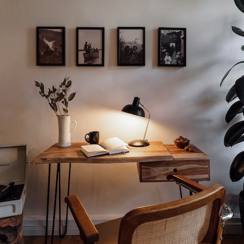 Catch up on work at the dedicated desk area