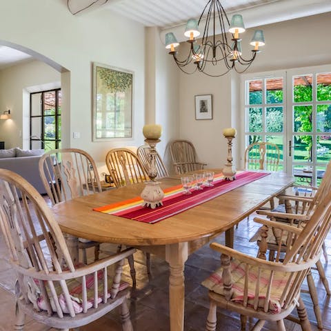 Start your day with some coffee and pastries at the dining table