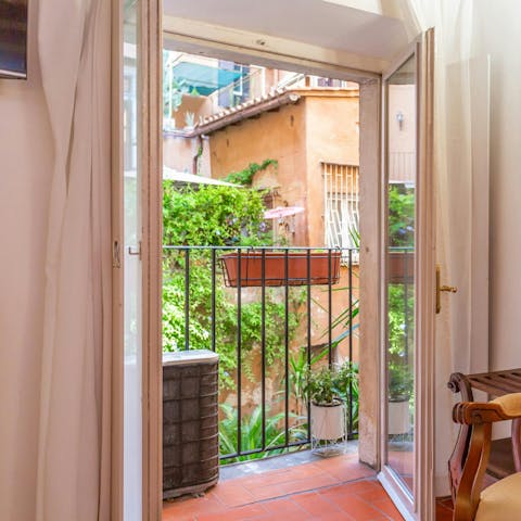 Enjoy the morning sun on your own small private balcony
