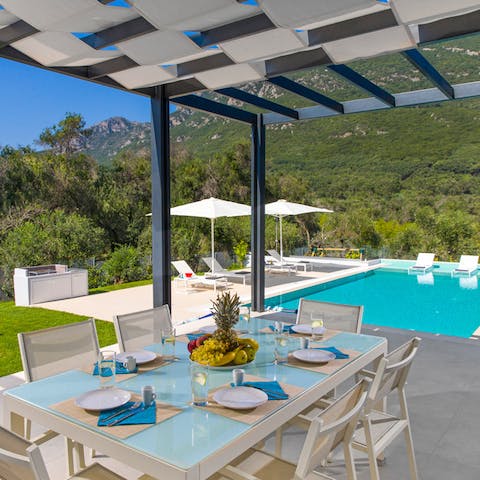 Enjoy alfresco meals to this view