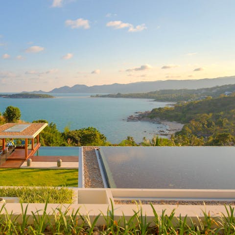 Have a dip in the infinity pool and take in the views over the Gulf of Thailand