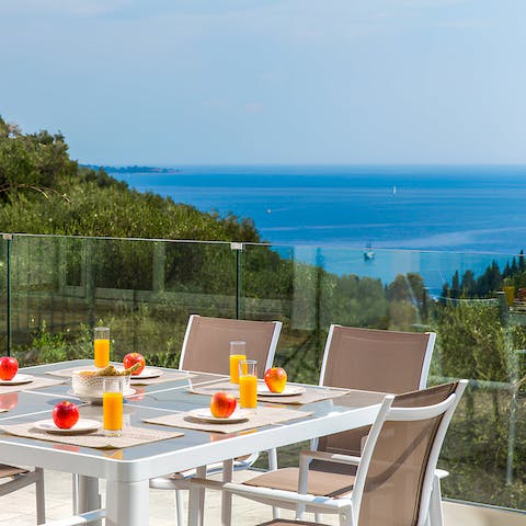 Enjoy an alfresco breakfast, complete with sea views