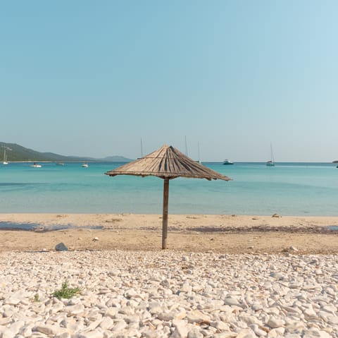 Stroll to Agni beach, a mere 500 metres away