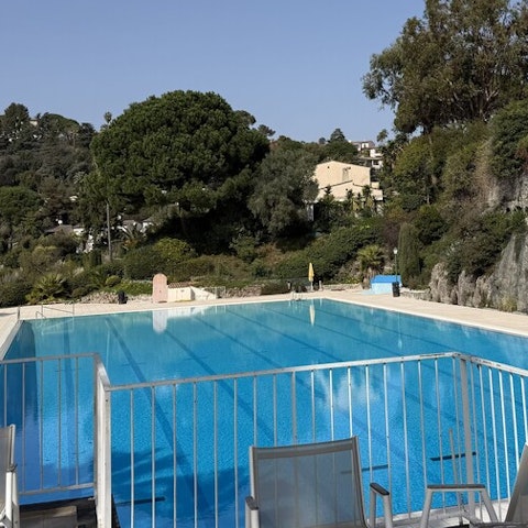Start your day with a dip in the shared Olympic-sized pool