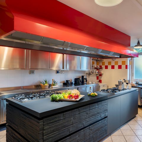 Whip up a culinary feast for the whole family in the professional-grade kitchen