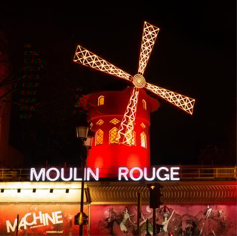 Catch a cabaret show at the Moulin Rouge, ten minutes away
