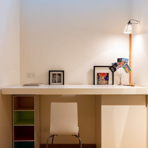 Catch up on emails and work calls at the dedicated office space