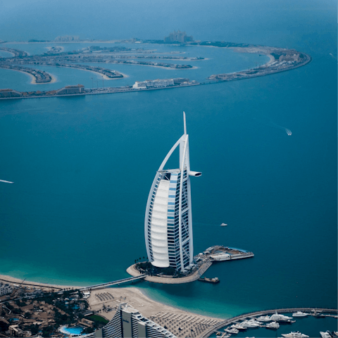 Explore Palm Jumeirah, twenty two minutes away by car