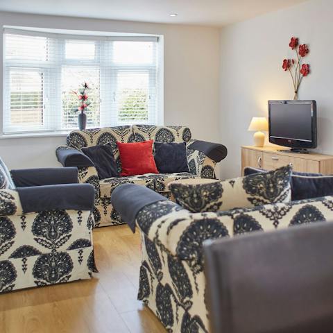 Settle down on the sumptuous sofas for a movie night after a day exploring