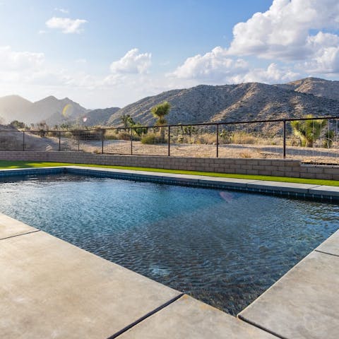 Swim in the private pool, with an incredible view of the mountains