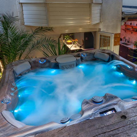 Soak off the day in the garden's hot tub