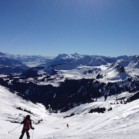 Spend the day on the slopes in Le Praz de Lys, just 50m away