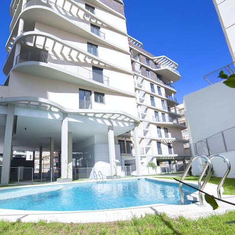 Take a dip in the communal pool before your morning espresso