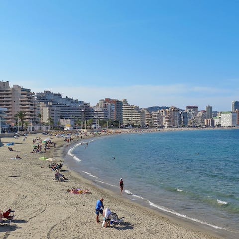 Stroll down to the shores of Arenal-Bol Beach in just six minutes