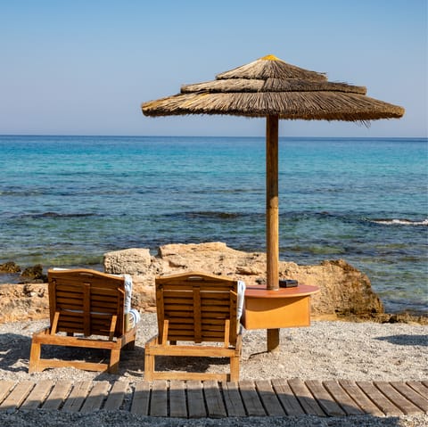 Explore Rhodes' sandy beaches, just a five-minute drive away