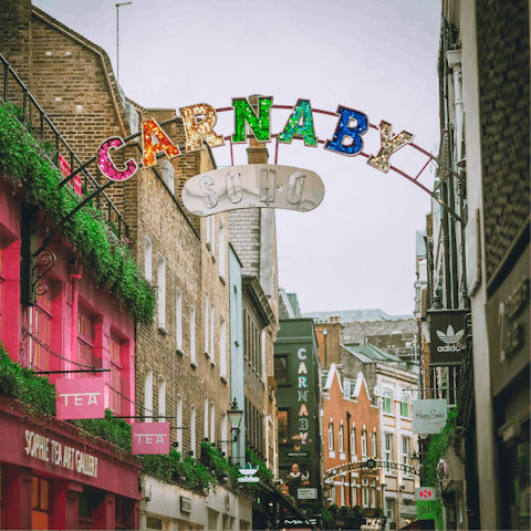 Explore vibrant Soho, a five-minute walk away