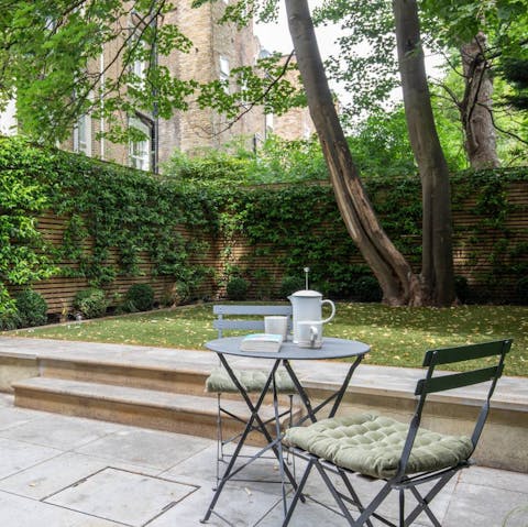Start your morning with a coffee in the peaceful garden