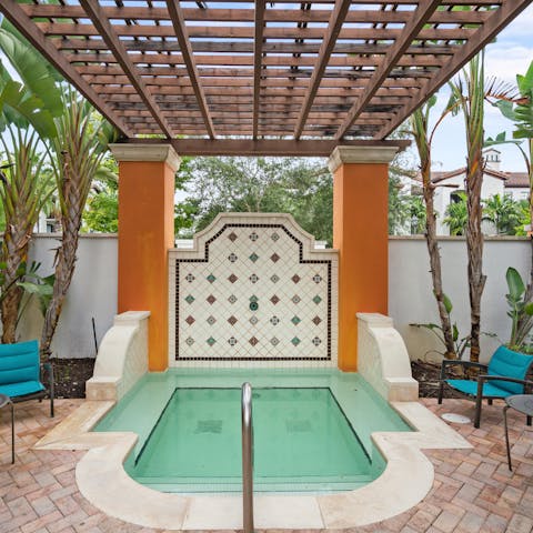 Take a soak in the building's hot tub