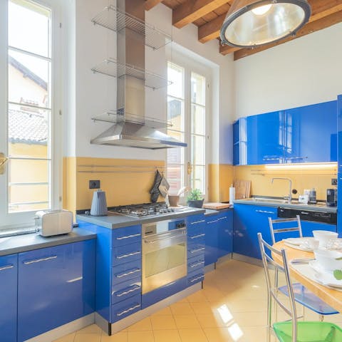 Whip up brunch in the well-equipped kitchen