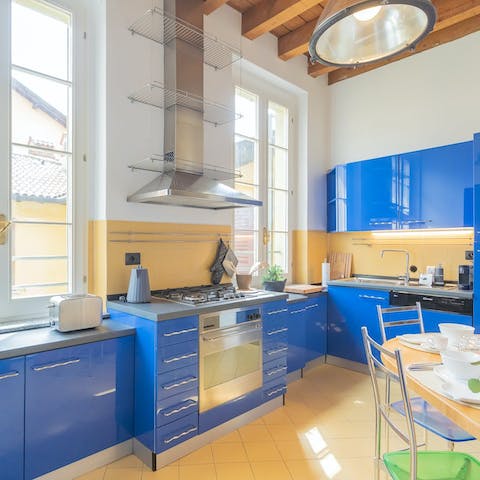 Whip up brunch in the well-equipped kitchen