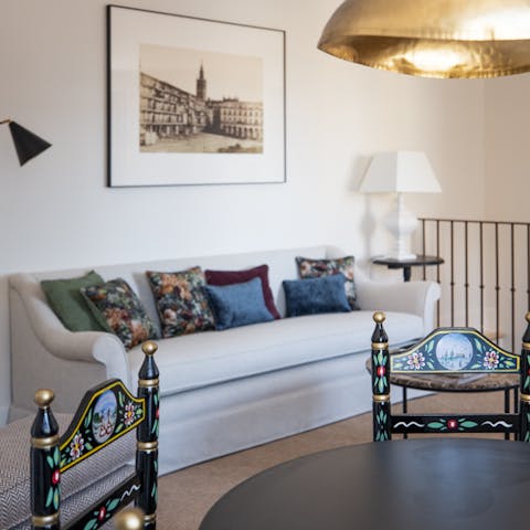 Relax in the open-plan living space with a good book