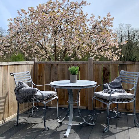 Enjoy a glass of local wine on the terrace