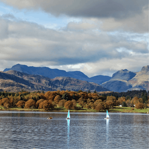 Hire a row boat from the south shore of Lake Windermere – it's a five-minute walk away