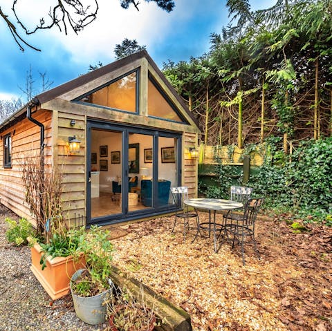 Enjoy fresh countryside air and drinks on the little patio