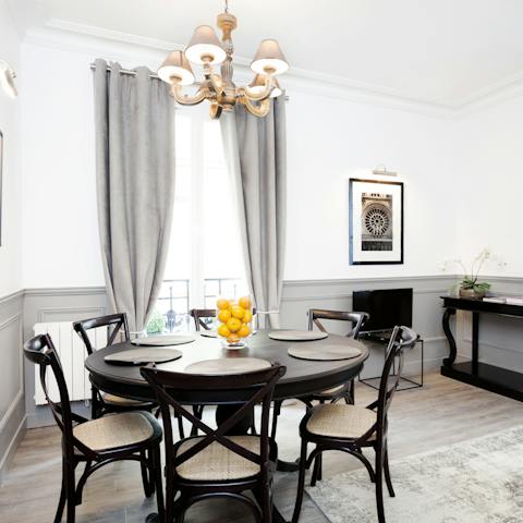 Come together for morning pain au chocolats in the grand dining area