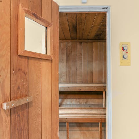 Relax in the private sauna after a swim in the pool