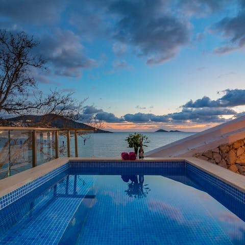 Swim under starry skies in the rooftop plunge pool