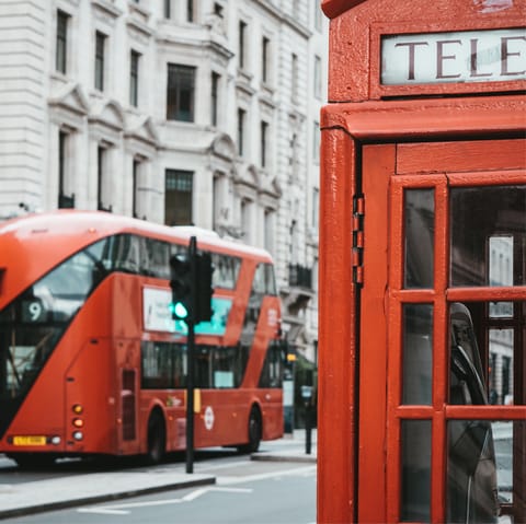 Head into town by tube to reach shopping spots like Regent Street in twenty minutes