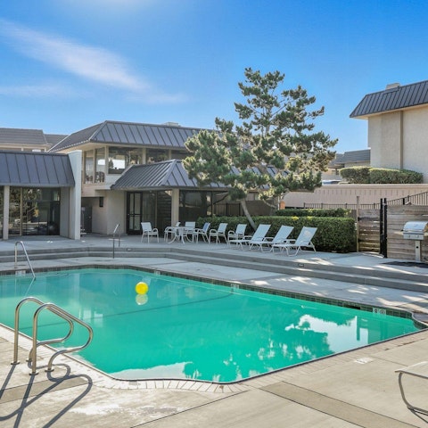 Head to the communal pool for an afternoon swim