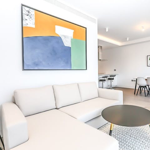 Admire the abstract art on the walls