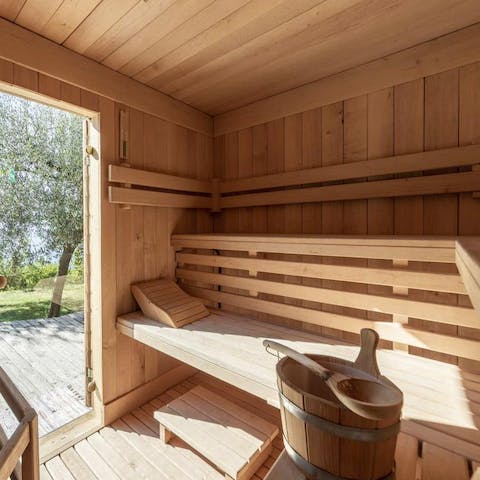 Turn up the heat in the private sauna
