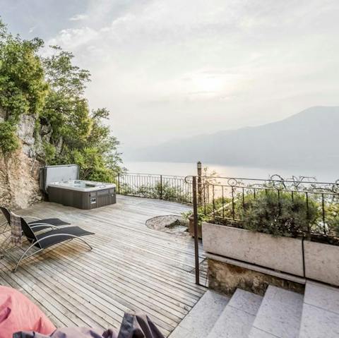 Soak in the jacuzzi at dusk