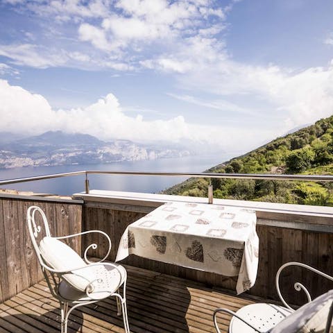 Have a romantic aperitivo on one of many private terraces overlooking the lake