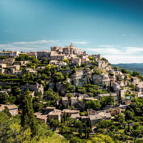 Drive ten minutes to Gordes or walk into Cabrières d'Avignon