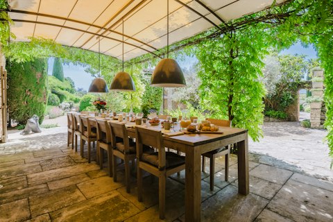 Feast together in the shade of the terrace