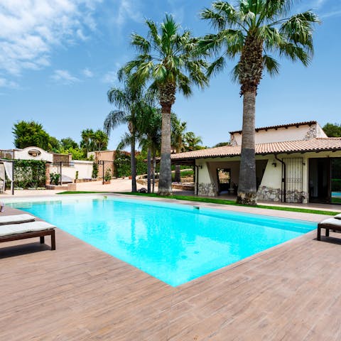 Use the private pool to relax and unwind or stay active with a workout