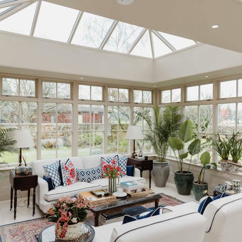 Gather for afternoon tea or evening drinks in the conservatory