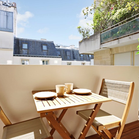 Take a moment to pause on the private balcony