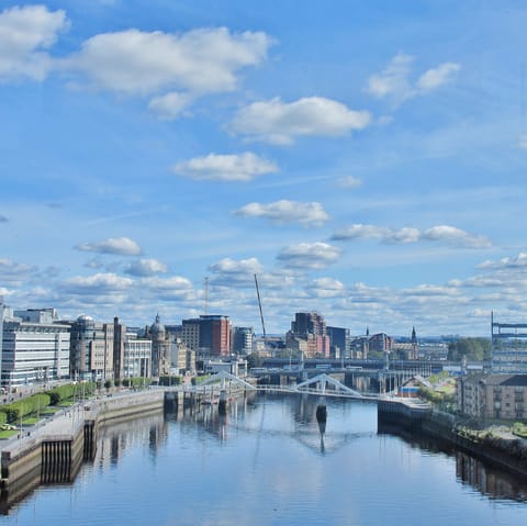 Drive thirty-nine minutes to the bright lights of Glasgow