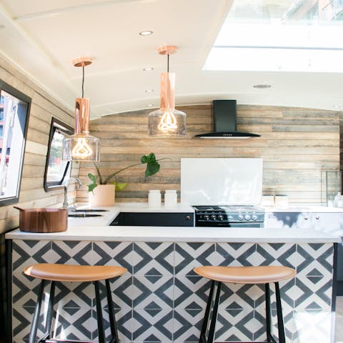 Sip your morning coffee at the stylish and light-filled breakfast bar
