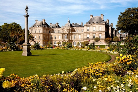 Wander the Luxembourg Gardens' elegant fountains and tree-lined promenades, twenty minutes on foot