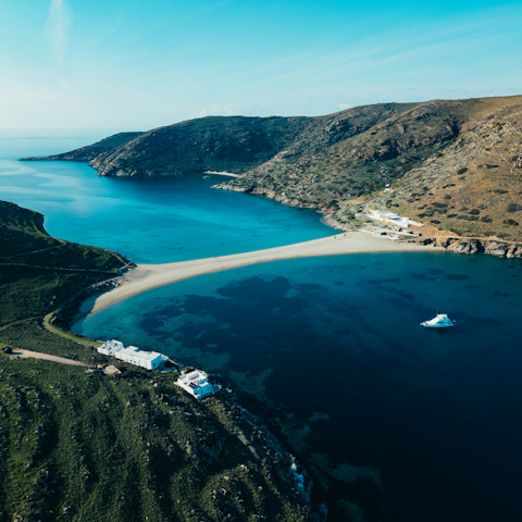 Discover Kolona Beach, around a thirty-minute drive away