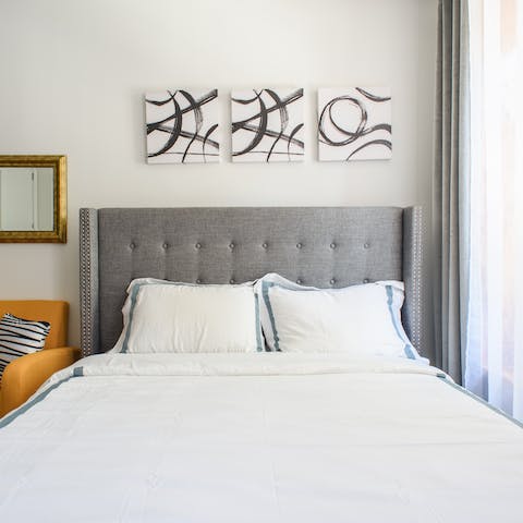 Wake up feeling refreshed in your memory foam bed, ready for another day of sightseeing