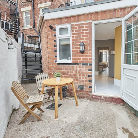 Enjoy a morning coffee on the private terrace