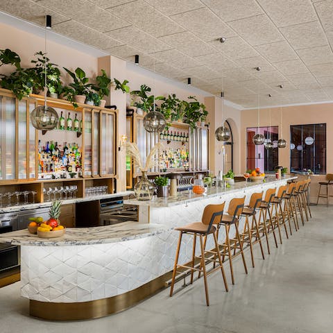 Refuel with a bite to eat in the chic on-site restaurant