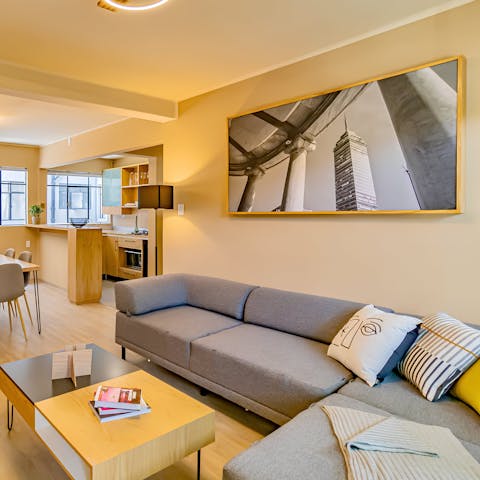 Curl up on the sofa after a long day of sightseeing